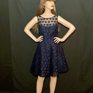 Betsey Johnson Navy Blue Polka Dot Dress Sz 8
